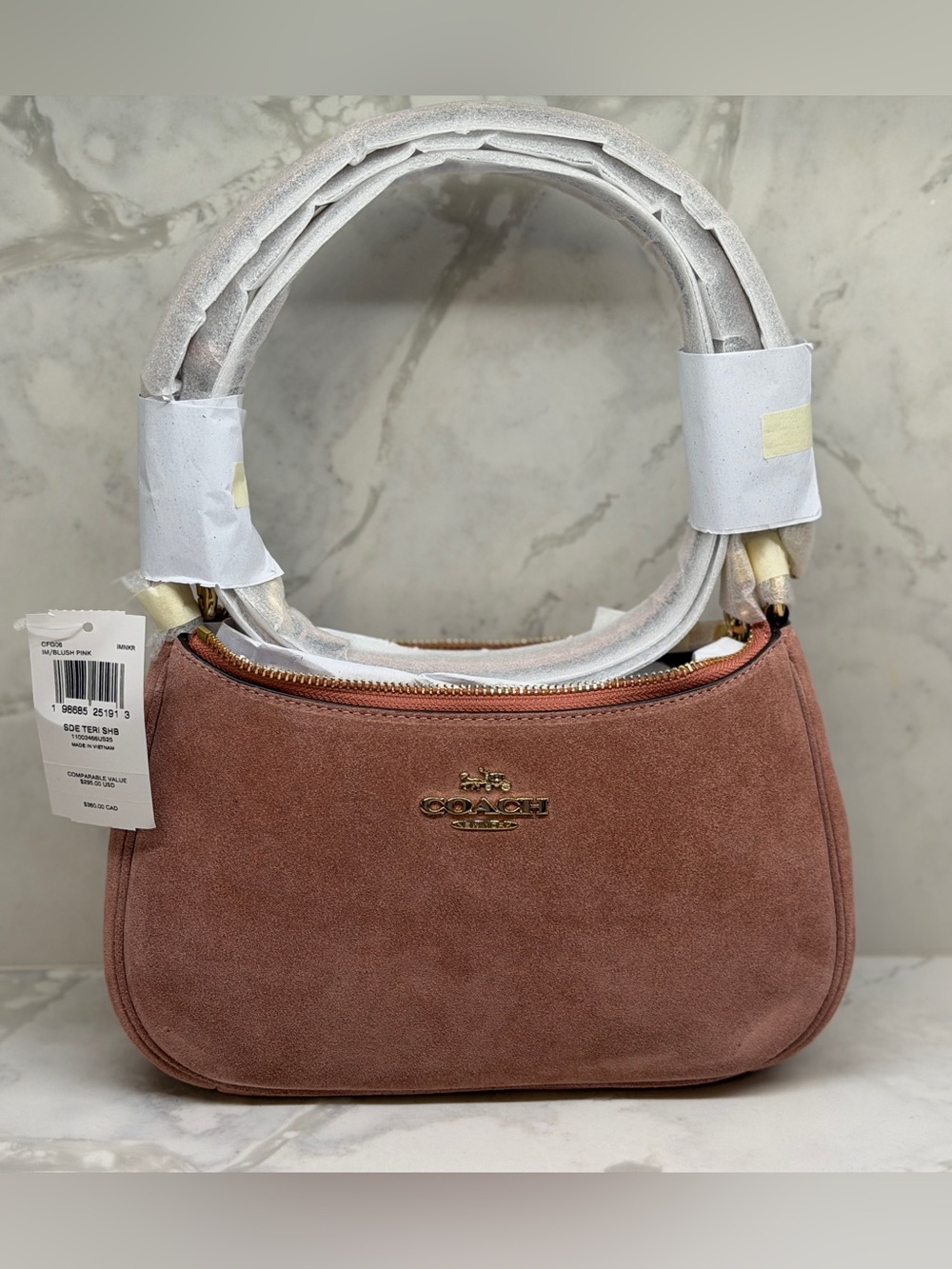 Coach Teri Bag in Blush Pink Suede